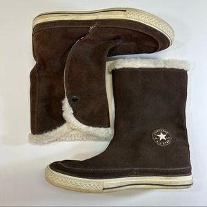 CONVERSE CHUCK TAYLOR ALLSTAR BROWN SUEDE WOMAN FUR BOOTS SIZE6/8